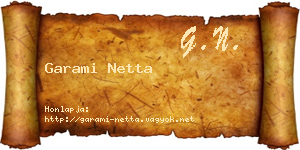 Garami Netta névjegykártya